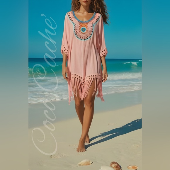 Bohemian Crochet Tassels Tunic Swimsuit Coverup - Picture 1 of 7